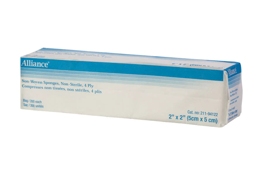 Gauze sponge non-woven 4 ply non-sterile 2"X2" 4000-case