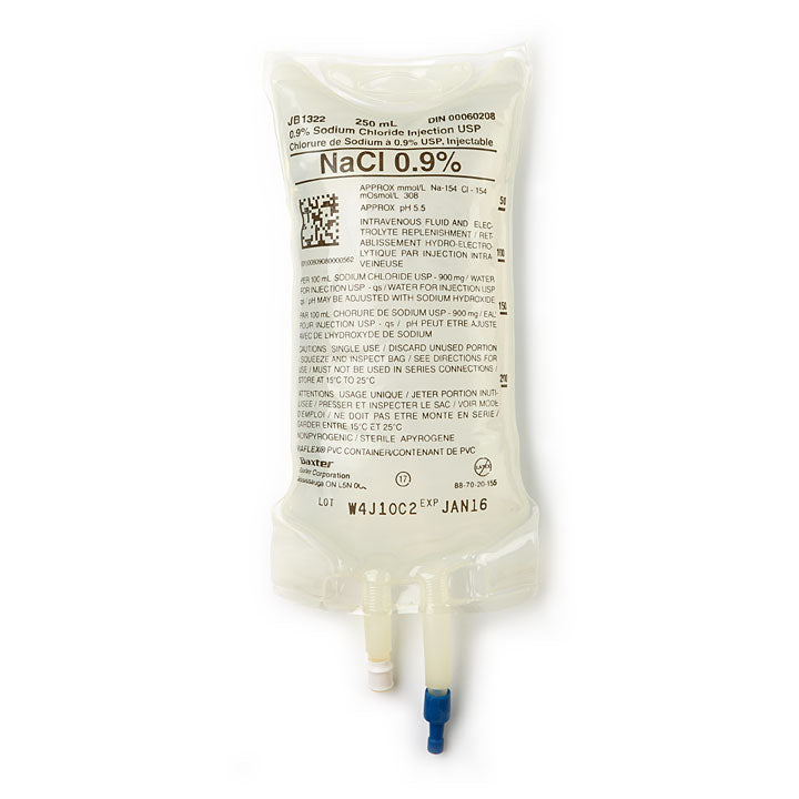 Sodium Chloride Injection 250 mL Baxter JB1322P 0.9%