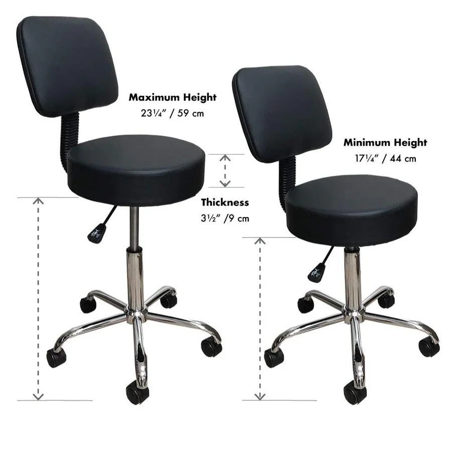 Adjustable medical stool with backrest height adjustable clinic chair Canada rolling stool for therapy and massage use