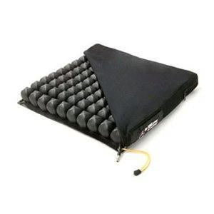 The Low Profile cushion shown with its standard black stretch-fabric cover, designed to be breathable and allow the air cells to conform to the user's body shape.