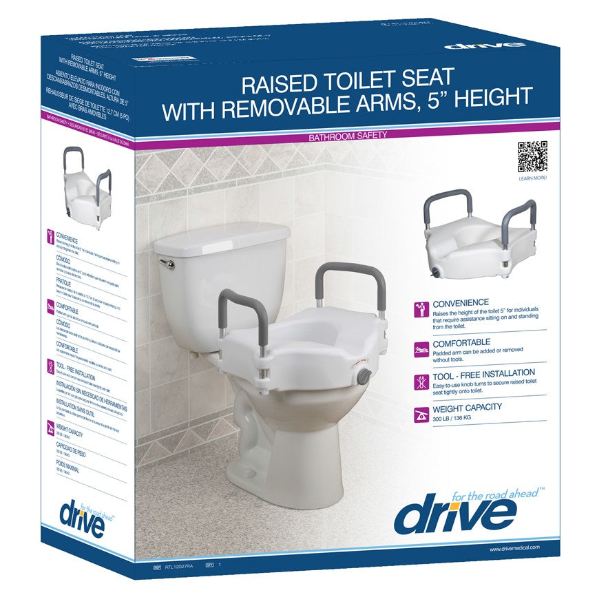 Drive-Elevated Raised Toilet Seat with Removable Padded Arms-RTL12027RA