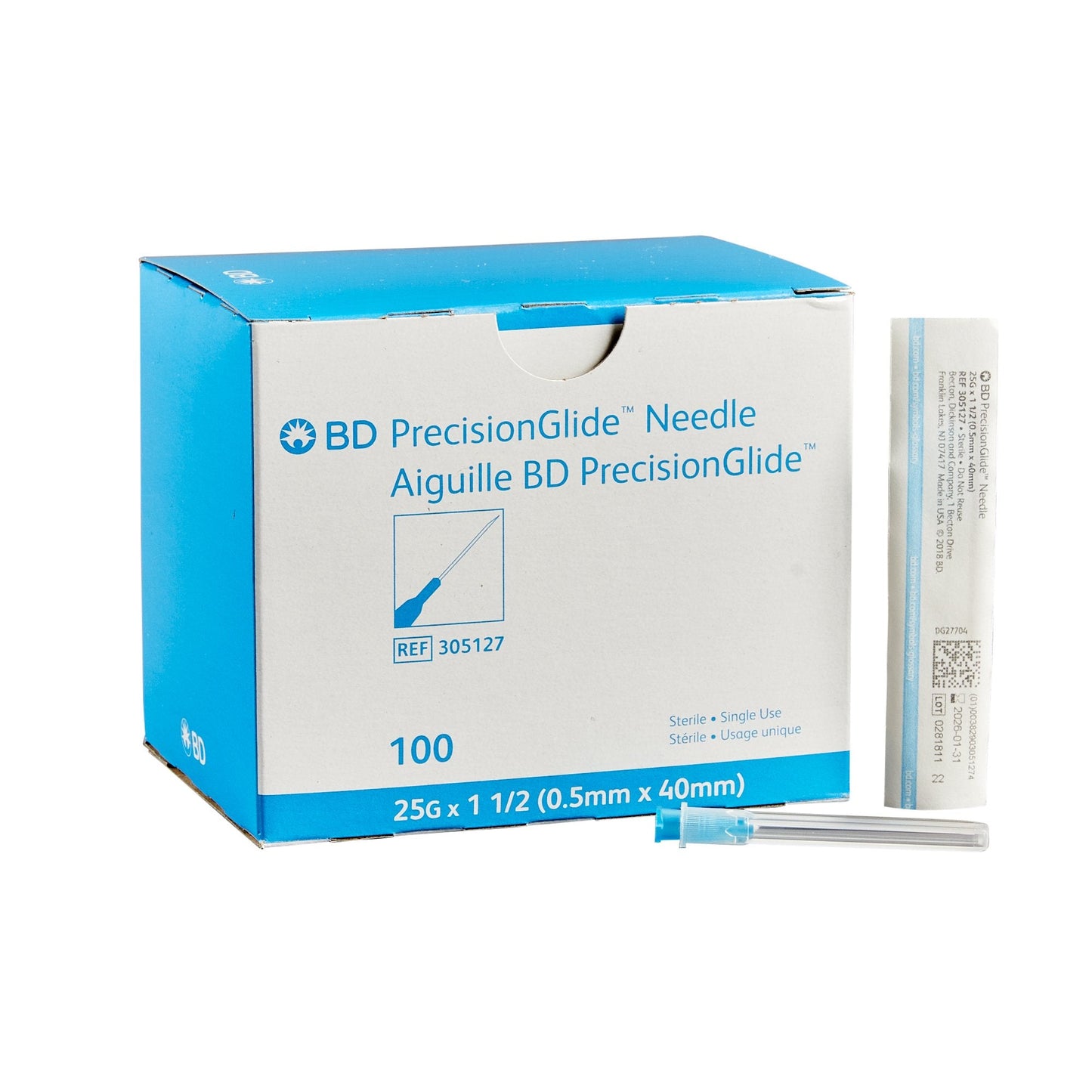 BD 305127 Aiguille PrecisionGlide | 25G x 1 1/2" - 400 par commande