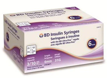 BD 324919 Ultra-Fine II™ Insulin Syringes - 0.3mL | 31G x 1/2"| 6mm| 100 per Box