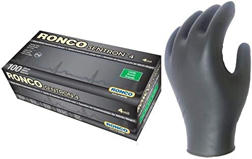 Black Ronco NE 4 mil Nitrile Examination Gloves - 1000-case