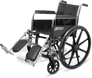 Fauteuil roulant en acier Airgo avec accoudoirs fixes et repose-jambes élévateurs
