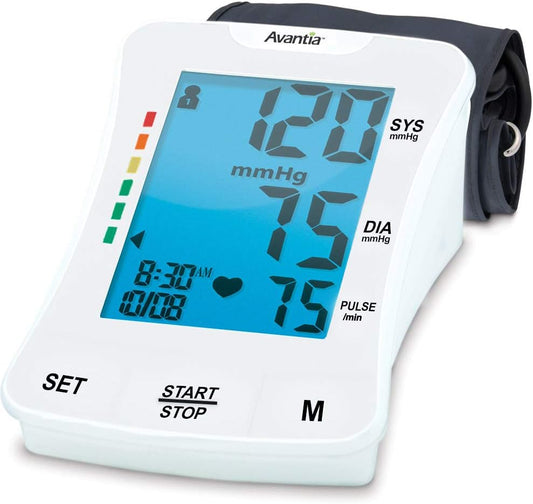Avantia BPM-80 Professional Quality Blood Pressure Monitor, Upper Arm Automatic Blood Pressure Machine with Adjustable Arm Cuff