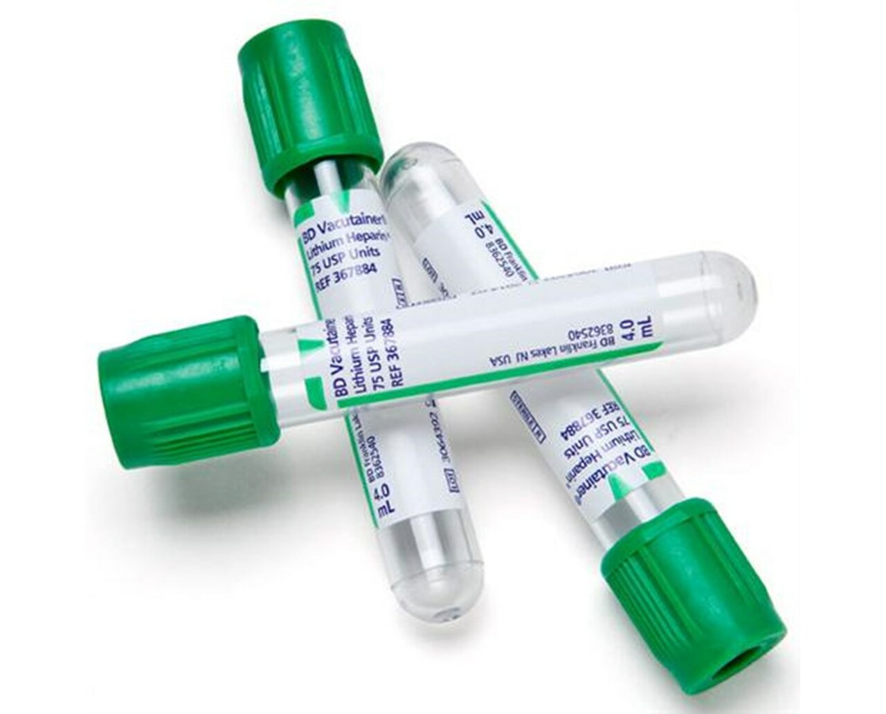 BD 367884 Tube Vacutainer Hemo+13 x 75 mm PE 4 ml Vert - 100 par boîte