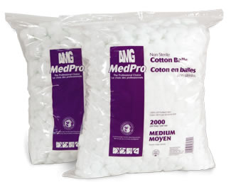 AMG MedPro NonSterile Cotton Balls Med.2000-per BAGS 2 Bags-CS