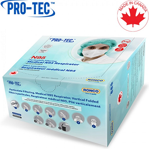 Ronco Pro-Tec Particulate Filtering Medical N95 Respirator Vertical Folded 30-bx 6335
