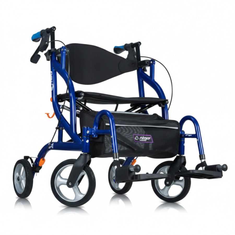Airgo Fusion F20 2-in-1 Rollator & Transport Chair – Side-Folding Pacific Blue
