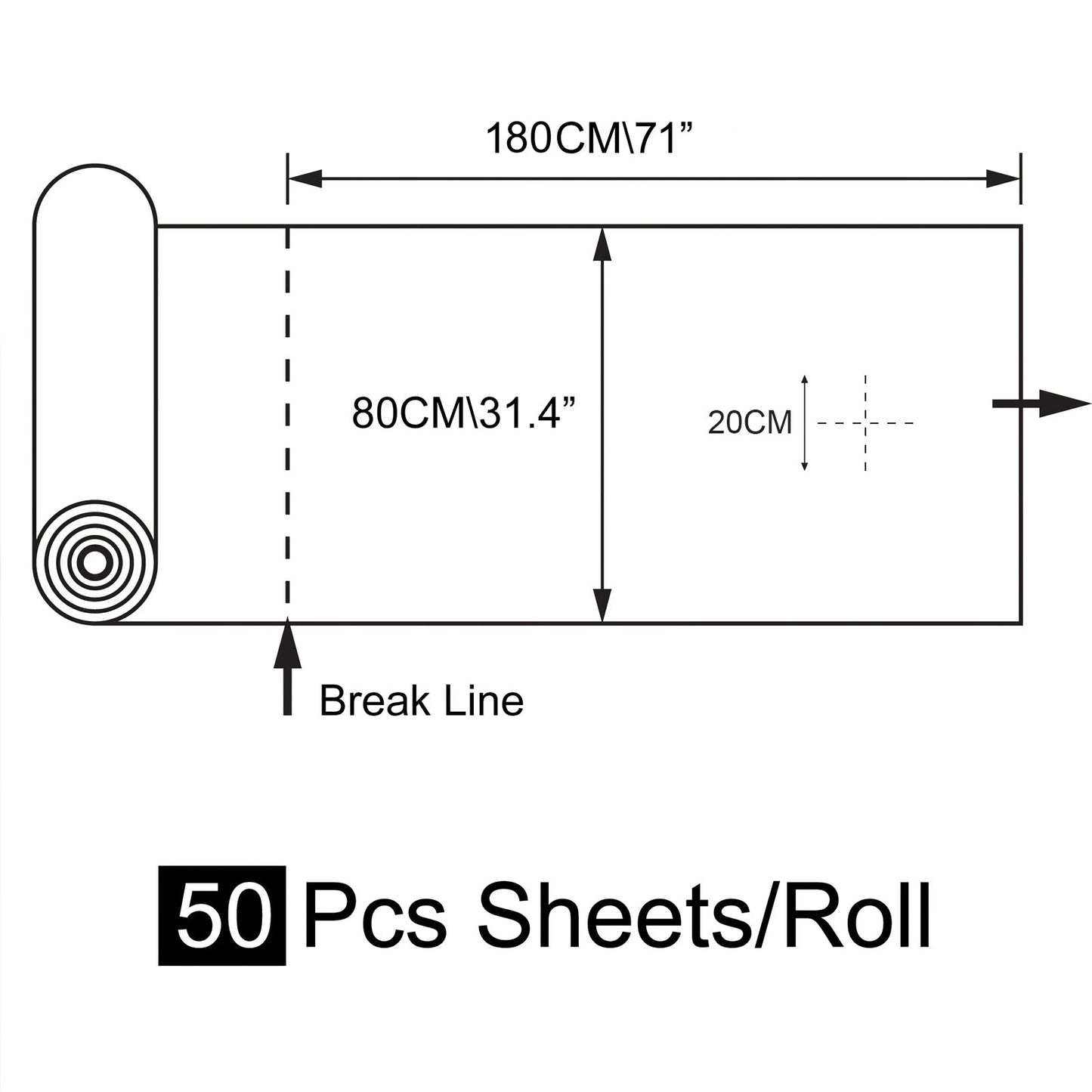 Non Woven Disposable Massage Table Sheets Roll 50Pc Precut