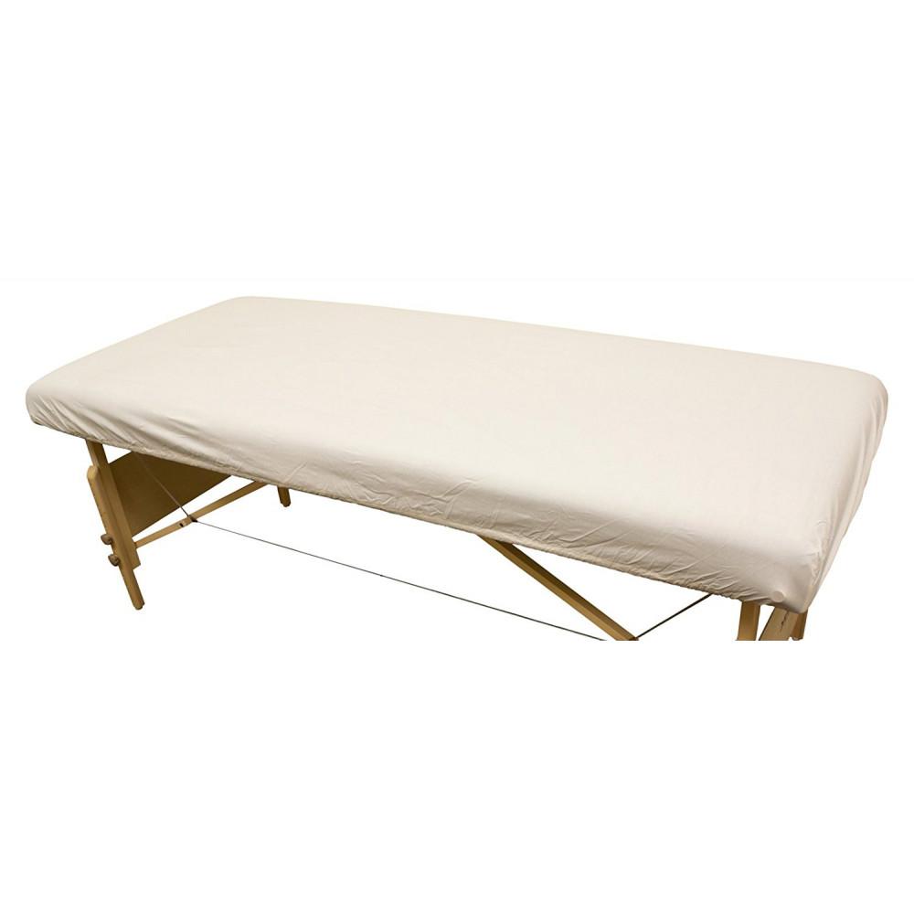 Drap de table de massage ajusté en coton-poly (blanc)