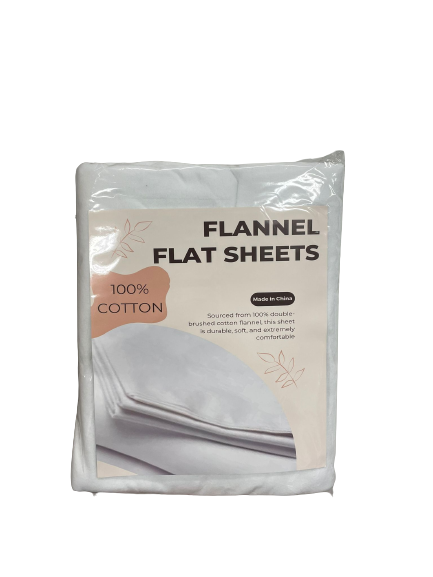 Flannel Flat/Top Sheets 100% Cotton High-Quality Brushed White - 92"x 55'' 10/PACK