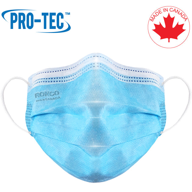 ASTM Level 3 Mask RONCO-PRO-TEC 3 ply Pleated Masks - 5633- Fiberglass Free Box of 50