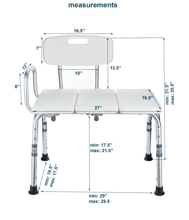 Transfer Bath Bench with Curtain Control: MHSBCS