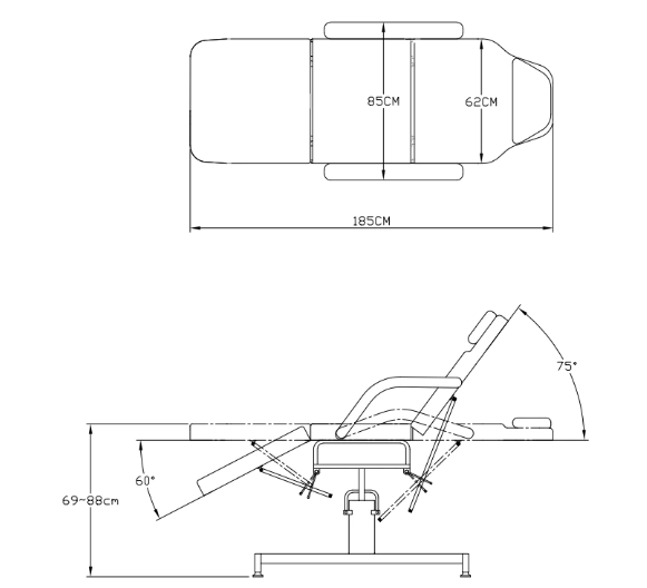 Hydraulic Facial Bed-Tattoo Table Model 822