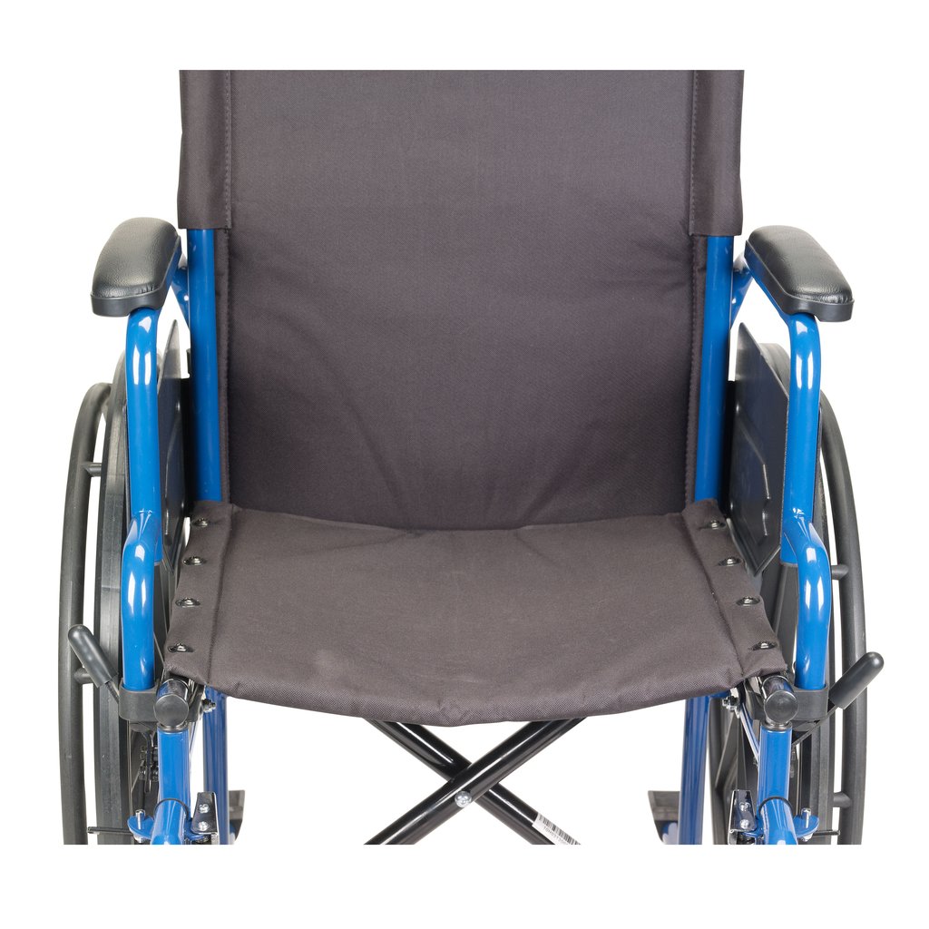 Fauteuil roulant Blue Streak avec bras de bureau rabattables, repose-pieds pivotants