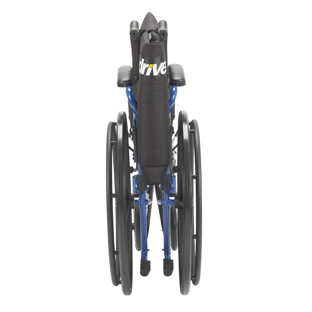 Fauteuil roulant Blue Streak avec bras de bureau rabattables, repose-pieds pivotants