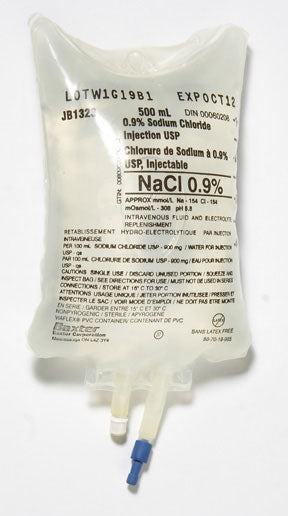 NORMAL SALINE 0.9% SODIUM CHLORIDE 500ML BAG FOR INJECTION USP(case of 24)