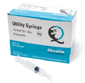 QUALA SYRINGE ONLY WITH CURVED TIP 12ML UNGRADUATED NON-STERILE