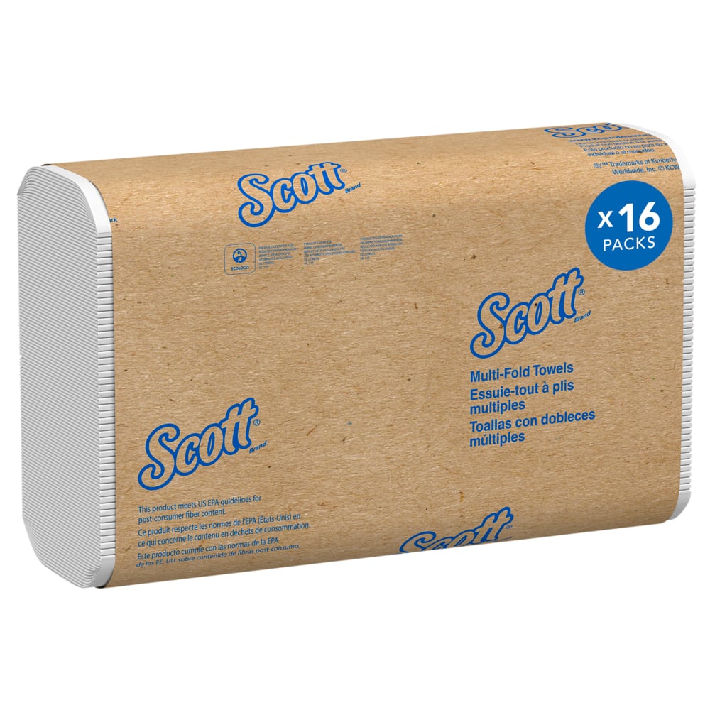 Scott 180450 Serviettes en papier blanches à plis multiples, 4 000 serviettes (KCC0180450)