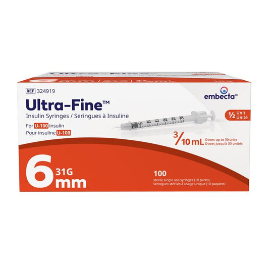 BD 324919 Ultra-Fine 0.3ml x 31G x 6mm Insulin Syringes with BD Ultra-Fine Needle