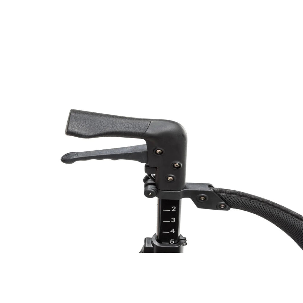 Close-up detail of the AeroCarbon rollator's premium carbon fiber tubing, showcasing the durable yet ultra-lightweight material that makes this walker only 11.5 lbs.