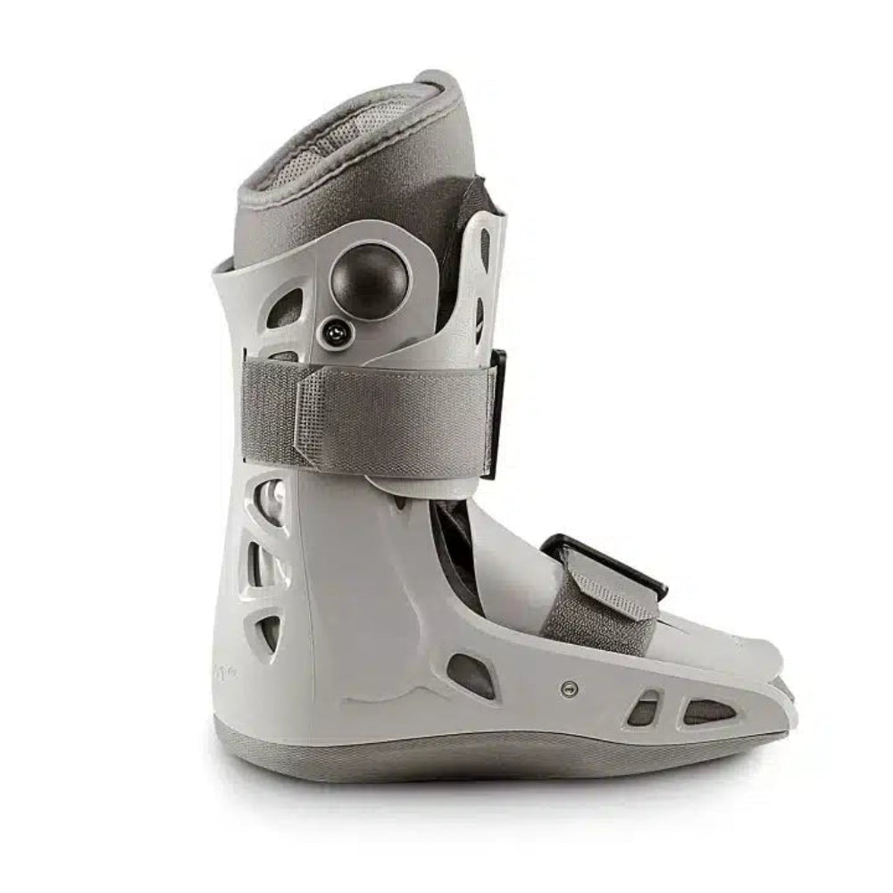 A clean side profile of the Aircast boot, highlighting the rocker sole designed to encourage a natural gait during recovery.