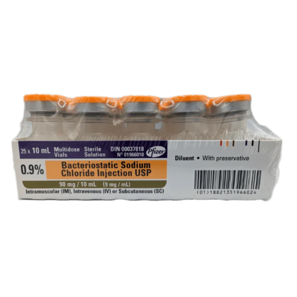 Bacteriostatic Sodium Chloride 0.9% (10ml Vials) – 25 Pack