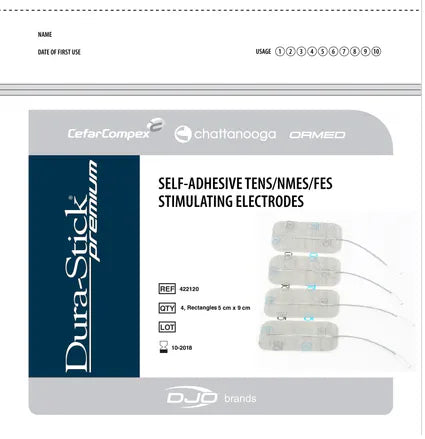 Chattanooga Dura-Stick Premium 2 x 3.5 inch self-adhesive electrode packaging pack of 4