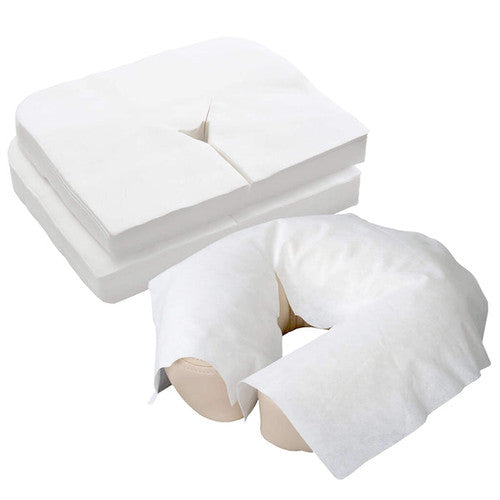 White disposable non-woven headrest cover sheets for massage table crescent face rest cushion pack of 100