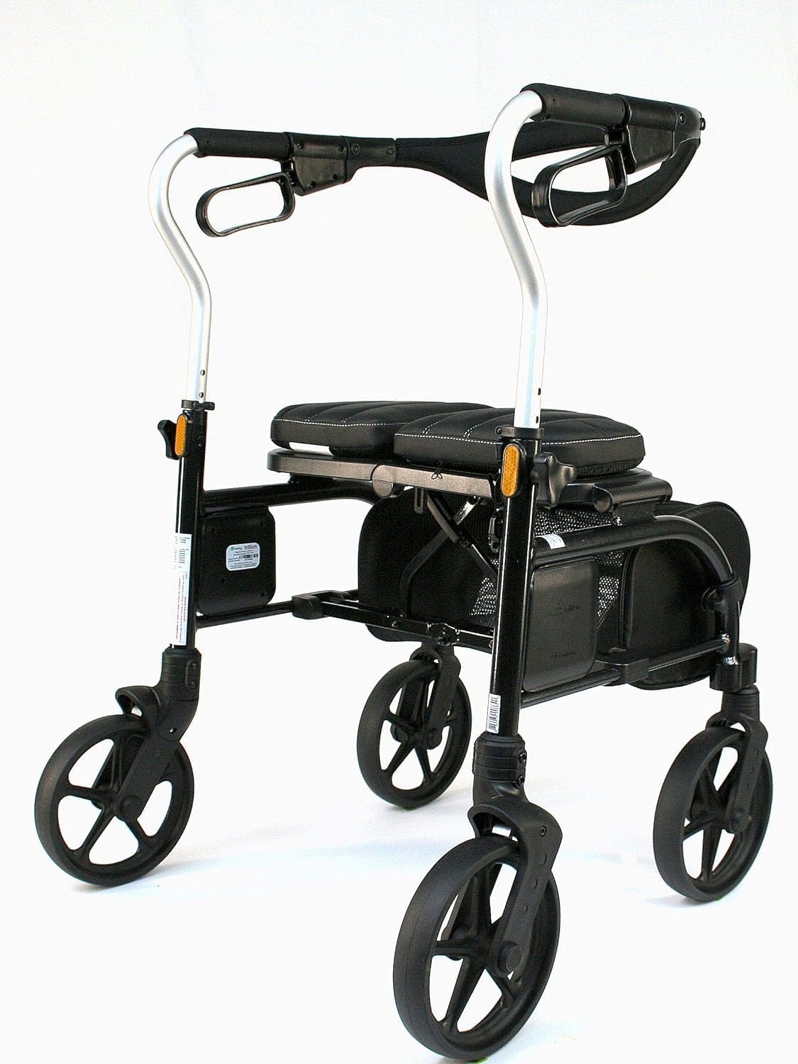 A high-angle rear view of the Trillium frame, emphasizing the durable construction and the clear path for a natural walking gait.