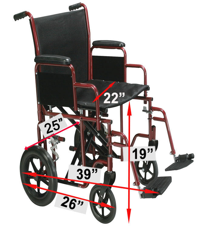 Heavy Duty Transport Chair: MHTC22 22 inch Wide