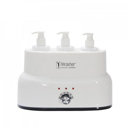 White Master Massage 3 bottle electric oil warmer unit with control dial
