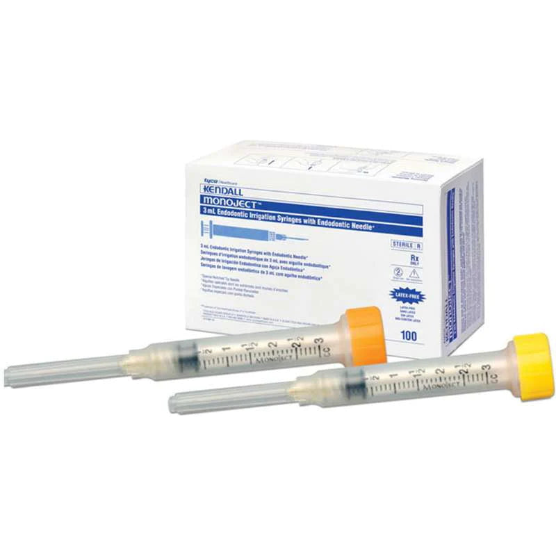 Monoject Endodontic Irrigation Syringe with Needle 27g x 1.25" (yellow) Ref # 1180327114E