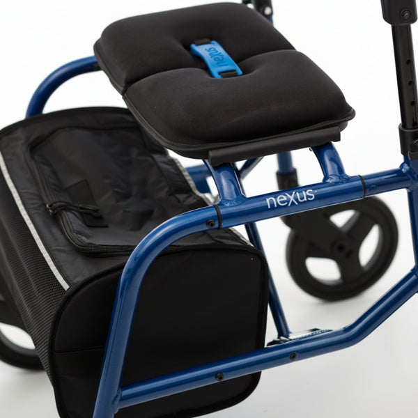 Blue padded seat detail