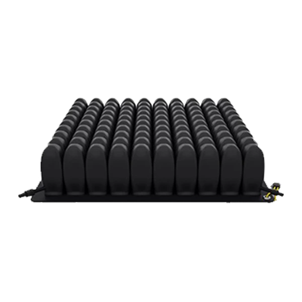 A side profile view of the ROHO High Profile cushion, highlighting the 4-inch height of the air cells that allow for deep immersion and skin protection.