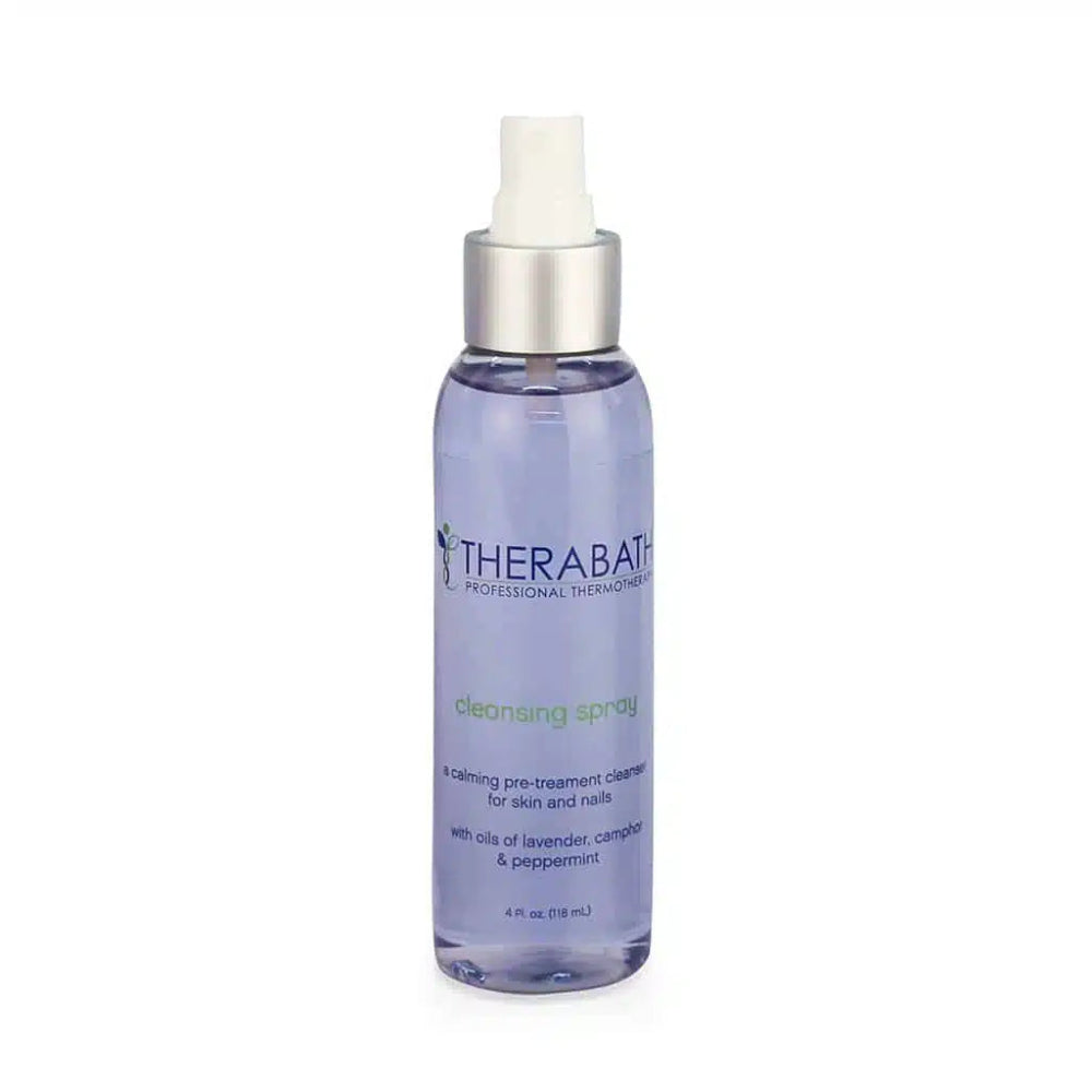 The 4-oz. Therabath pre-treatment cleansing spray, essential for sanitizing the skin before using the paraffin bath.
