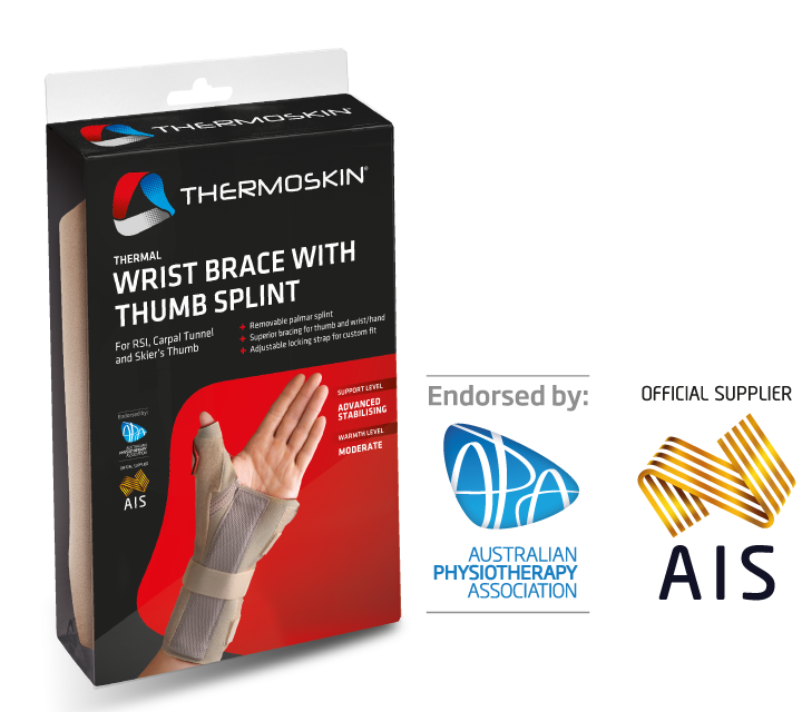 Thermoskin Thermal Wrist Brace with Thumb Splint retail product packaging box