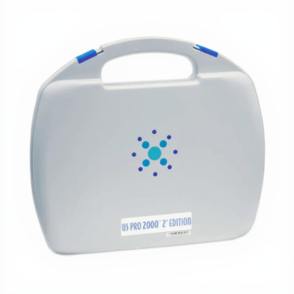 The durable hard-shell carrying case for the US Pro 2000, designed for safe storage and easy transport of the ultrasound device and accessories.