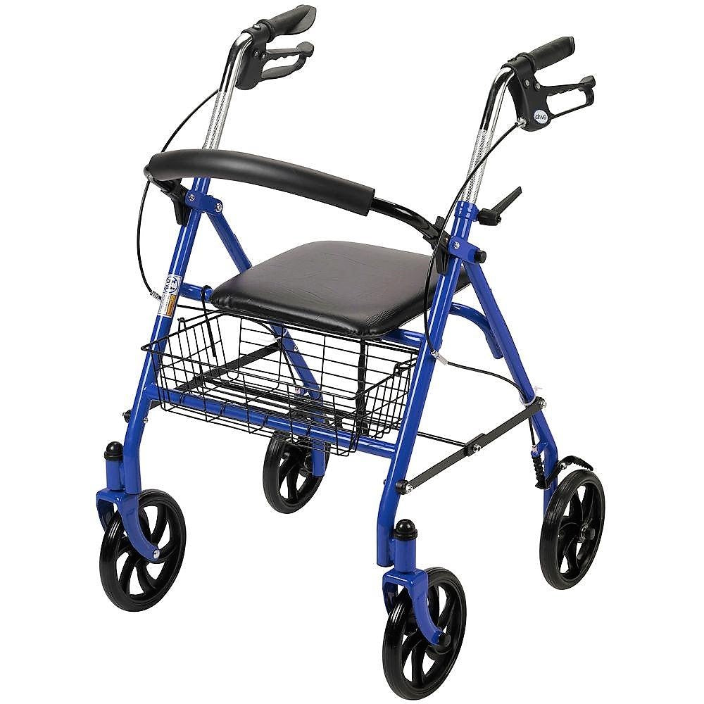 Drive Medical 10257BL 4-Wheel Walker Rollator with Fold Up Removable Back Support