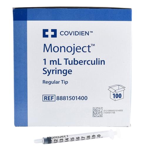 Monoject 1 mLTuberculin Syringe Only Luer Slip Tip 100-Box