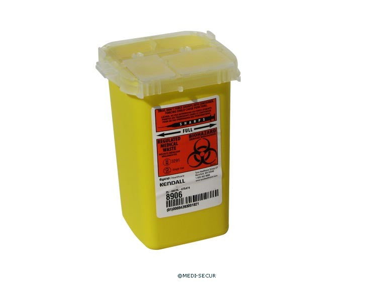 SharpSafety Sharps Container Phlebotomy, Yellow 1 Quart SKU:8906 - case of 100
