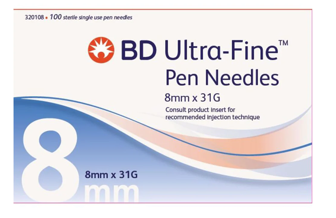BD 320108 Ultra-Fine™ 8mm x 31G - Aiguille pour stylo | 100 par boîte