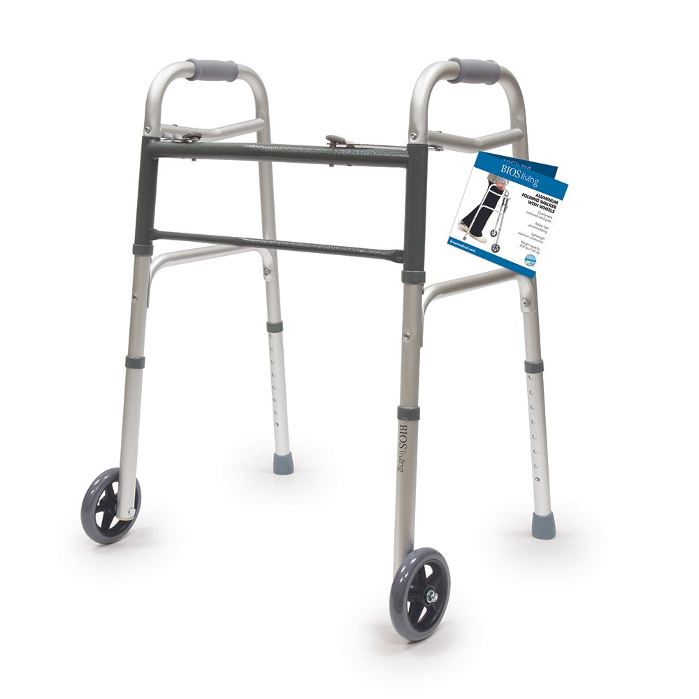 Bios Living Folding Walker with Wheels with Skis