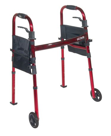 Portable Folding Travel Walker with 5" Wheels and Fold up Legs-RTL10263KDR