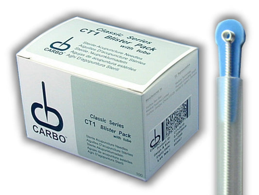 Carbo Acupuncture Needles with Tube 100 Pack (2 Boxes per Order)