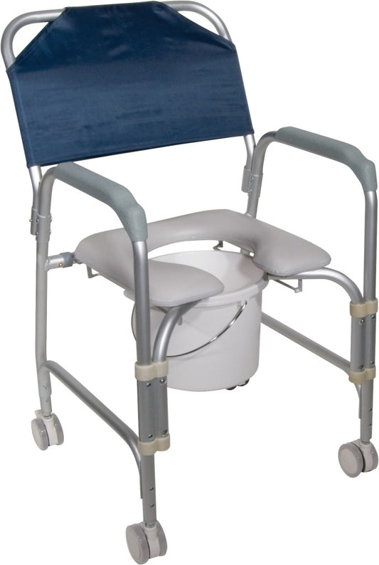 Chaise de douche et chaise d'aisance Drive en aluminium avec roulettes