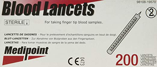 Stainless steel blood lancet disposable sterile box of 200
