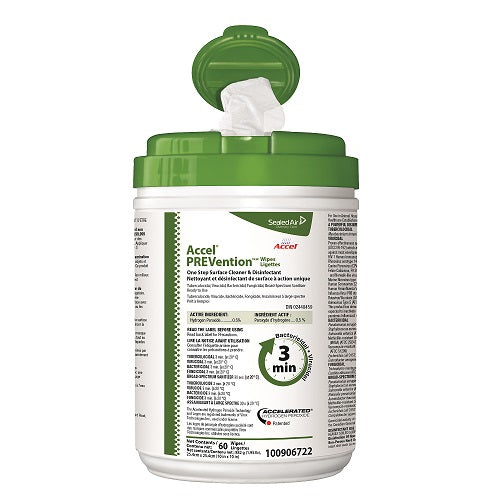 Accel Prevention Minute One-step Surface Disinfectant Wipe 10" X 10" 60 Per Tub (3 Tubs Per Order)